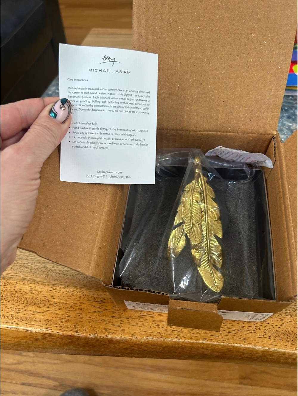 Michael Aram Gold Feather Napkin Holder